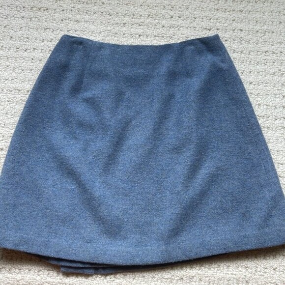 Jacob Vintage Blue Wool Wrap Skirt Size 3 - Picture 5 of 12